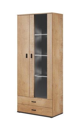Cama MEBLE Witryna SOHO S6 2D2S dąb lefkas+ czarny