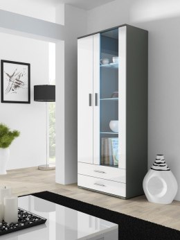 Cama MEBLE Witryna SOHO S6 2D2S szary/ biały połysk