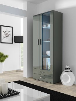 Cama MEBLE Witryna SOHO S6 2D2S szary/ szary połysk