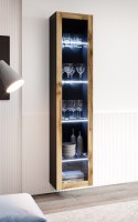 Cama MEBLE Witryna VIGO szkło'180' 180/40/30 czarny/dąb wotan