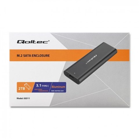 QOLTEC OBUDOWA DO DYSKÓW KIESZEŃ M.2 SATA SSD | NGFF | USB TYP C QOLTEC OBUDOWA DO DYSKÓW KIESZEŃ M.2 SATA SSD | NGFF | USB TYP C