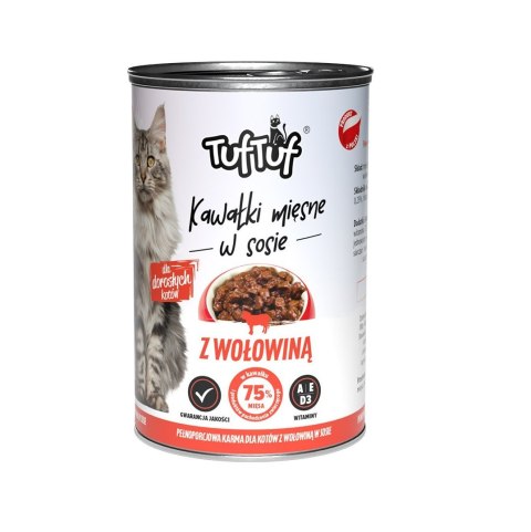 Tuf Tuf kawałki mięsne z wołowiną dla kota puszka 415g Tuf Tuf kawałki mięsne z wołowiną dla kota puszka 415g