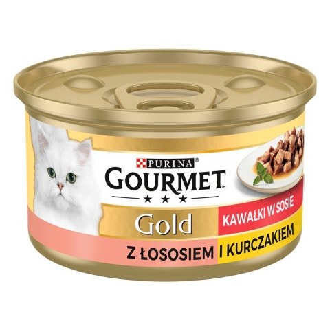 GOURMET GOLD Łosoś i kurczak w sosie mokra karma dla kota - puszka - 85 g GOURMET GOLD Łosoś i kurczak w sosie mokra karma dla kota - puszka - 85 g