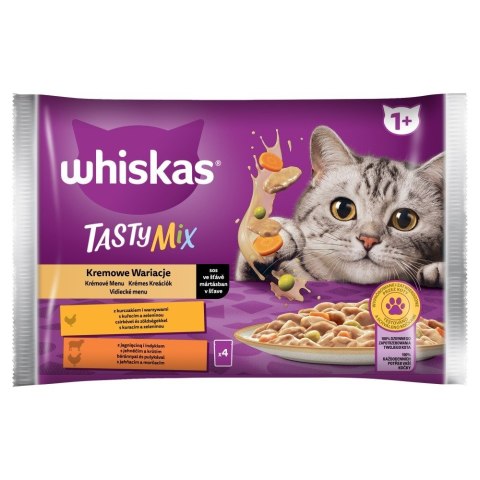WHISKAS Tasty Mix Kremowe Wariacje w sosie - mokra karma dla kota - 4 x 85g WHISKAS Tasty Mix Kremowe Wariacje w sosie - mokra karma dla kota - 4 x 85g