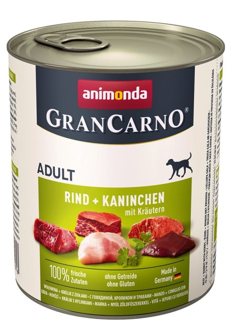 ANIMONDA Grancarno Adult wołowina, królik i zioła - mokra karma dla psa - 800g ANIMONDA Grancarno Adult wołowina, królik i zioła - mokra karma dla psa - 800g