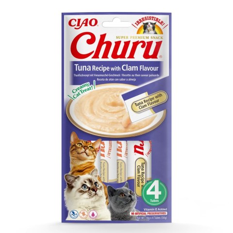 INABA CAT CHURU TUNA WITH CLAM FLAVOUR 4x14g (56g) INABA CAT CHURU TUNA WITH CLAM FLAVOUR 4x14g (56g)