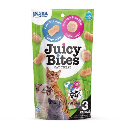 INABA Juicy Bites O smaku domowego bulionu i kalmara - przysmak dla kota - 3x11,3 g INABA Juicy Bites O smaku domowego bulionu i kalmara - przysmak dla kota - 3x11,3 g