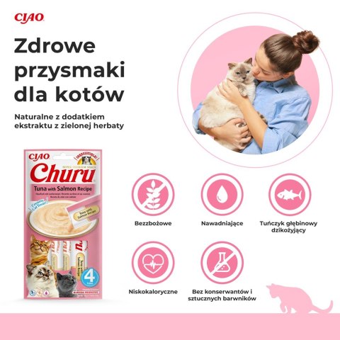 Przysmak CHURU Tuńczyk z łososiem dla kota 4x14g Przysmak CHURU Tuńczyk z łososiem dla kota 4x14g