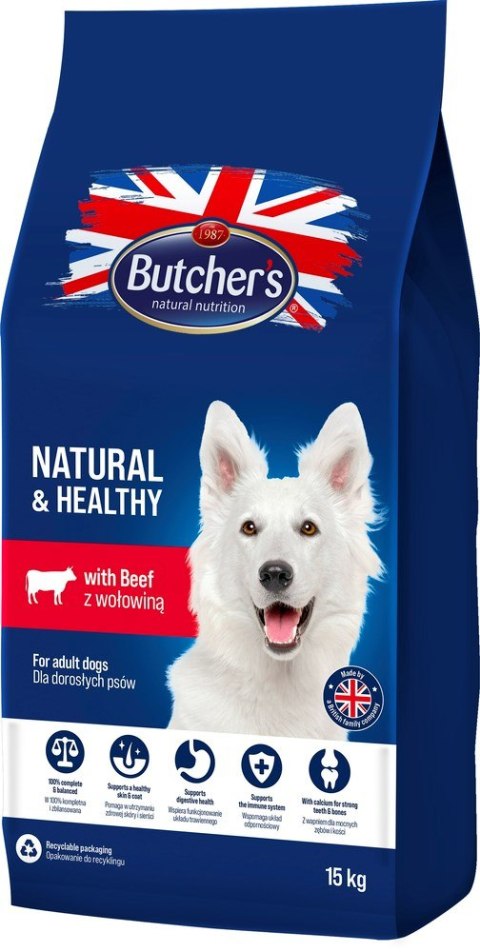 Butcher's Natural&Healthy z wołowiną - sucha karma dla psa - 15 kg Butcher's Natural&Healthy z wołowiną - sucha karma dla psa - 15 kg