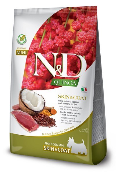 FARMINA N&D Quinoa Dog Skin&Coat Duck, coconut Adult Mini - sucha karma dla psa - 800g FARMINA N&D Quinoa Dog Skin&Coat Duck, coconut Adult Mini - sucha karma dla psa - 800g