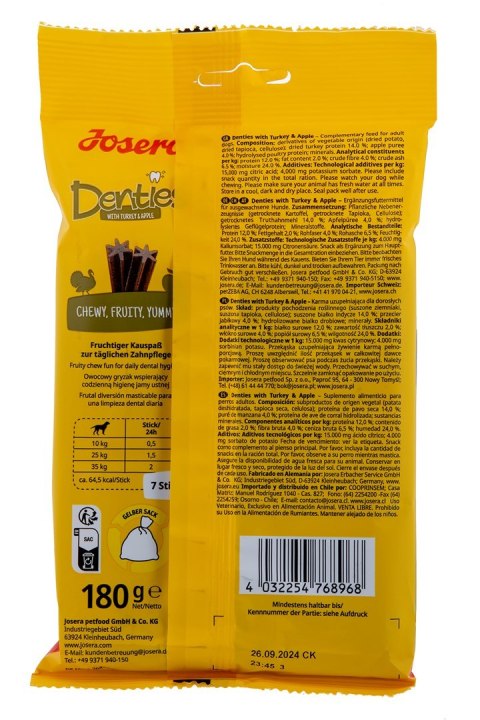 JOSERA Denties Indyk z jabłkiem - przysmak dla psa - 180 g JOSERA Denties Indyk z jabłkiem - przysmak dla psa - 180 g