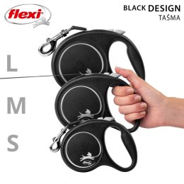 Flexi Smycz flexi automatyczna Black Design M taśma 5 m - dla psa do 25 kg, kolor srebrny