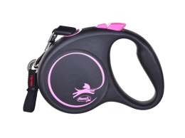 Flexi Smycz flexi automatyczna Black Design S taśma 5 m - dla psa do 15 kg, kolor różowy