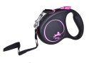 Flexi Smycz flexi automatyczna Black Design S taśma 5 m - dla psa do 15 kg, kolor różowy