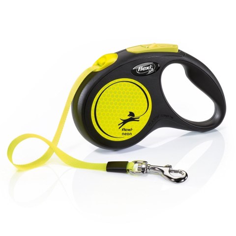 Smycz flexi automatyczna New Neon S taśma 5 m - dla psa do 15 kg, kolor żółty Smycz flexi automatyczna New Neon S taśma 5 m - dla psa do 15 kg, kolor żółty