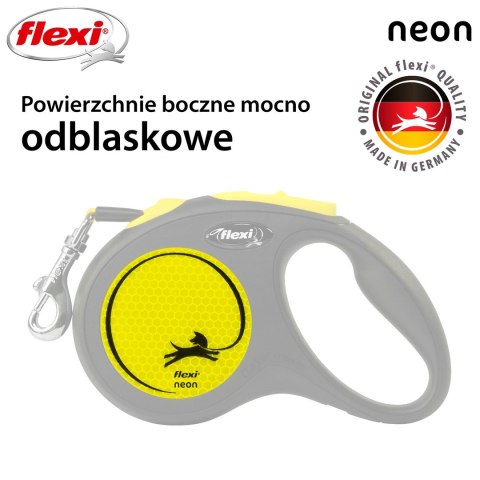Smycz flexi automatyczna New Neon S taśma 5 m - dla psa do 15 kg, kolor żółty Smycz flexi automatyczna New Neon S taśma 5 m - dla psa do 15 kg, kolor żółty