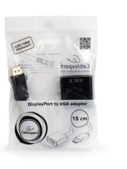 GEMBIRD Adapter GEMBIRD A-DPM-VGAF-02 (DisplayPort M - D-Sub (VGA) F; 0,15m; kolor czarny)