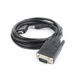 GEMBIRD Adapter GEMBIRD A-HDMI-VGA-03-10 (HDMI M - D-Sub (VGA), Jack stereo 3,5 mm M; 3m; kolor czarny)