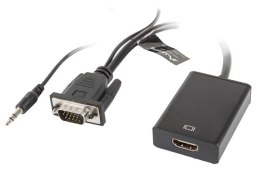Lanberg Adapter Lanberg AD-0021-BK (D-Sub (VGA), Mini Jack M - HDMI F; 0,20m; kolor czarny)