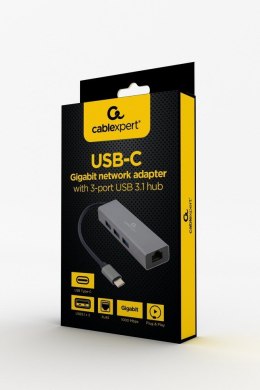 GEMBIRD GEMBIRD ADAPTER USB-C -> LAN RJ-45 1GB NA KABLU HUB 3X USB 3.1