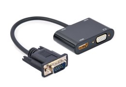 GEMBIRD GEMBIRD KONWERTER SYGNAŁU VGA DO HDMI + VGA 0,15M, CZARNY