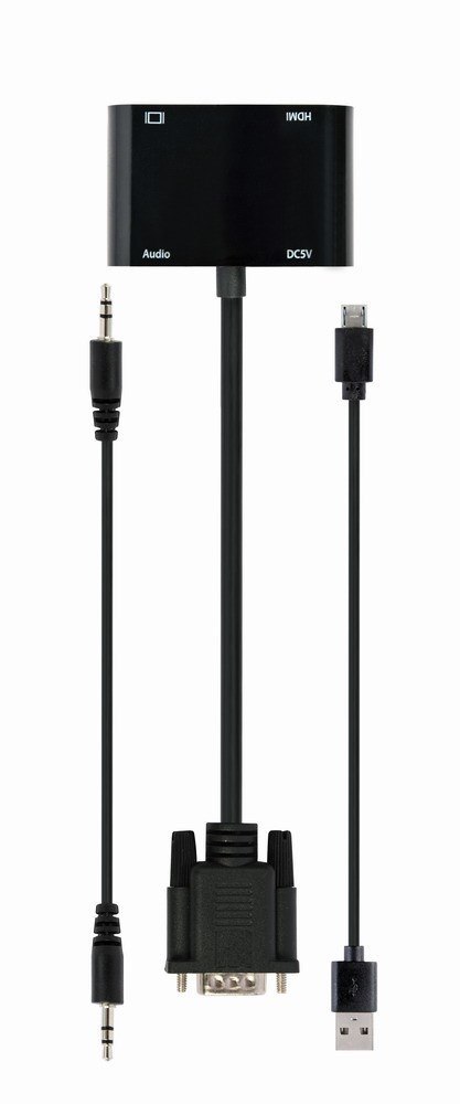 GEMBIRD KONWERTER SYGNAŁU VGA DO HDMI + VGA 0,15M, CZARNY GEMBIRD KONWERTER SYGNAŁU VGA DO HDMI + VGA 0,15M, CZARNY