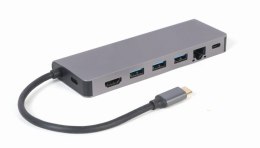 GEMBIRD GEMBIRD MULTI ADAPTER USB TYP-C 5W1 HUB, HDMI, CZYTNIK KART, LAN, PD - 100W)