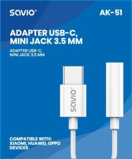 SAVIO SAVIO ADAPTER USB-C - MINI JACK 3,5 MM (F) AK-51