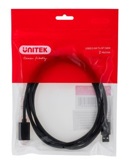 UNITEK UNITEK PRZEDŁUŻACZ USB 2.0, AM-AF, 2M, Y-C450GBK