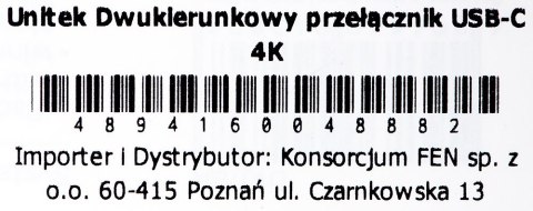 UNITEK PRZEŁĄCZNIK USB-C 4K 144HZ, DWUKIERUNKOWY UNITEK PRZEŁĄCZNIK USB-C 4K 144HZ, DWUKIERUNKOWY