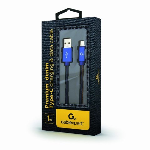 GEMBIRD KABEL USB TYPE-C (METALOWE WTYKI, OPLOT NYLONOWY W KOLORZE DENIM - JEANS) 1M GEMBIRD KABEL USB TYPE-C (METALOWE WTYKI, OPLOT NYLONOWY W KOLORZE DENIM - JEANS) 1M