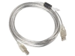 Lanberg Kabel Lanberg CA-USBA-12CC-0030-TR (USB 2.0 M - USB 2.0 typu B M; 3m; kolor przeźroczysty)