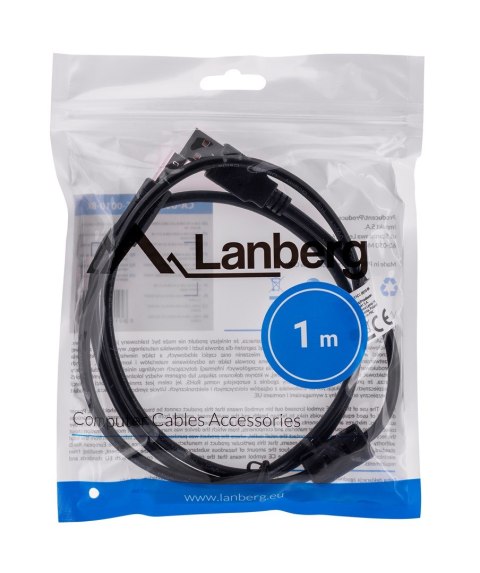 LANBERG KABEL USB-A -> USB-B M/M 1M (FERRYT, CZARNY) CA-USBA-11CC-0010-BK LANBERG KABEL USB-A -> USB-B M/M 1M (FERRYT, CZARNY) CA-USBA-11CC-0010-BK