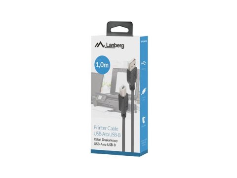 LANBERG KABEL USB-A->USB-B M/M 2.0 1M FERRYT CZARNY BOX CA-USBA-15CU-0010-BK LANBERG KABEL USB-A->USB-B M/M 2.0 1M FERRYT CZARNY BOX CA-USBA-15CU-0010-BK