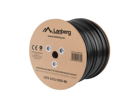 Kabel sieciowy zewnętrzne Lanberg LCF5-21CU-0305-BK (FTP; 305m; kat. 5e; kolor czarny) Kabel sieciowy zewnętrzne Lanberg LCF5-21CU-0305-BK (FTP; 305m; kat. 5e; kolor czarny)