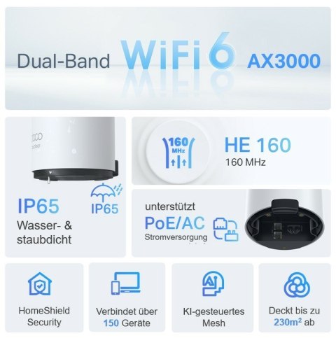 System mesh TP-LINK Deco X50-Outdoor(1-pack) Zewnętrzna/wewnętrzna jednostka domowego systemu Deco Mesh, WiFi 6 AX3000 System mesh TP-LINK Deco X50-Outdoor(1-pack) Zewnętrzna/wewnętrzna jednostka domowego systemu Deco Mesh, WiFi 6 AX3000