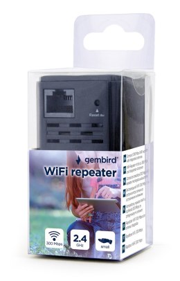GEMBIRD GEMBIRD WIFI REPEATER MINI WNP-RP300-03-BK B/G/N300 + GNIAZDO RJ45, DO GNIAZDKA 230V, CZARNY